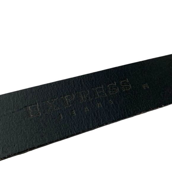 Express Jeans Black Suede Belt with Gold Buckle in Size Medium main image 5